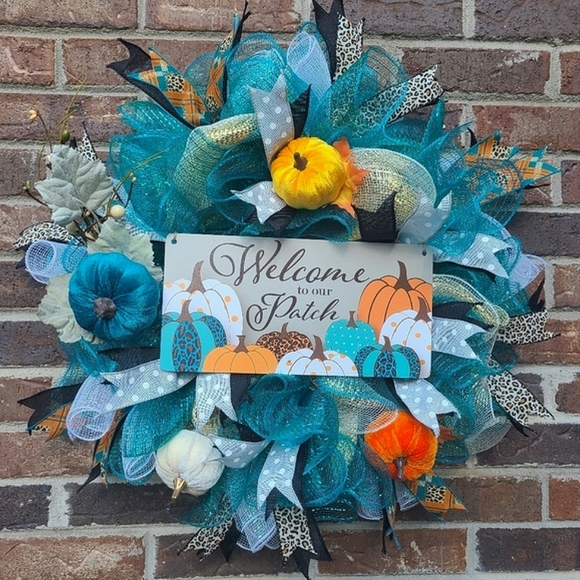 Pumpkin Fall Autumn Harvest Wreath, Gorgeous Fall Decor -24" diameter - Picture 1 of 7
